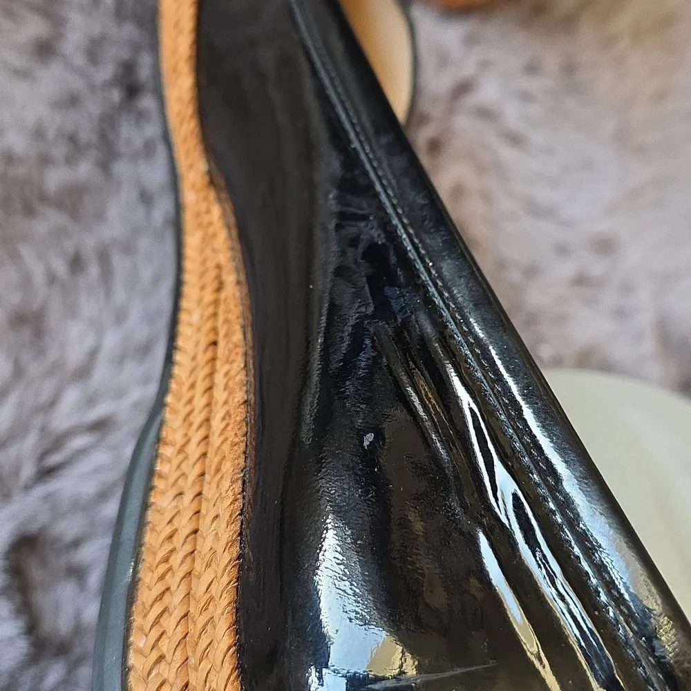 Stuart Weitzman Patent Leather Espadrilles Flats Vtg Classic Loafer Design 9.5 N
